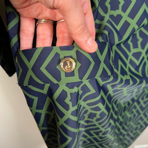 Jude Connally Sabine Shift Dress Size Small Green Blue LIghtweight Work Travel - Picture 8 of 9